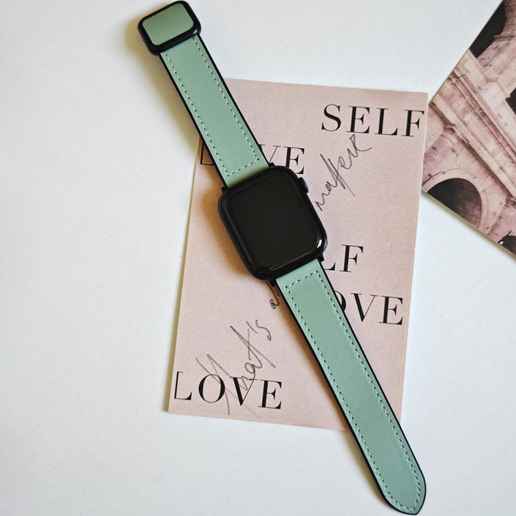 For Apple Watch Ultra 49mm Fold Magnetic Square Buckle PU Silicone Watch Band(Cyan) by bashfashion