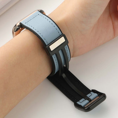 For Apple Watch Ultra 2 49mm Fold Magnetic Square Buckle PU Silicone Watch Band(Beige) by bashfashion
