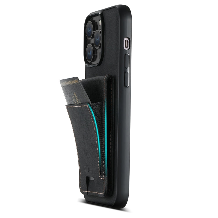 For iPhone 11 Pro Max Suteni H03 Litchi Leather Card Bag Stand Back Phone Case(Black) by Suteni