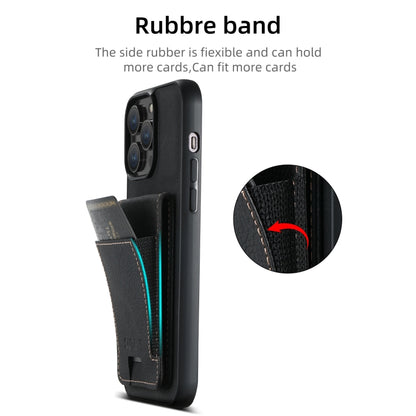 For iPhone 16 Plus Suteni H03 Litchi Leather Card Bag Stand Back Phone Case(Black) by Suteni