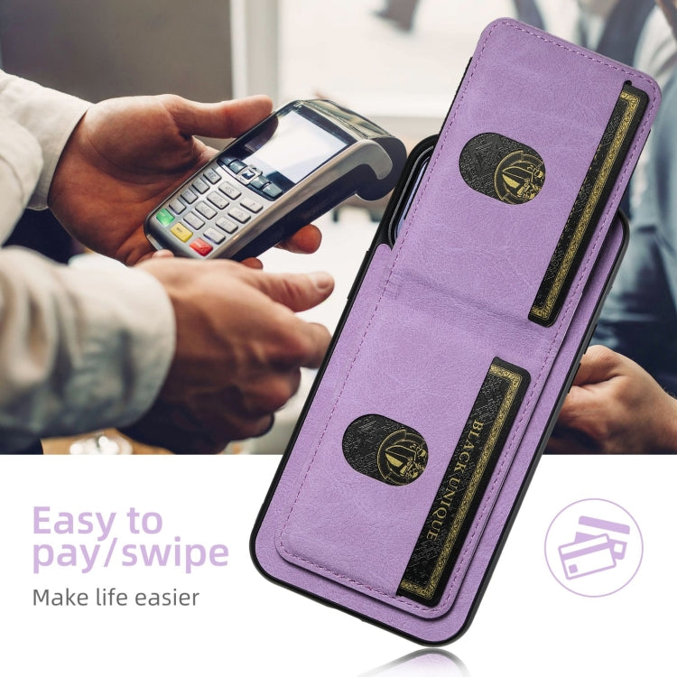 For iPhone 16 Pro Max Suteni H03 Litchi Leather Card Bag Stand Back Phone Case(Purple) by Suteni