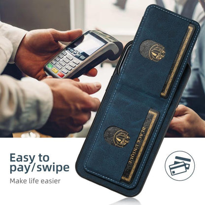 For iPhone 16e Suteni H03 Litchi Leather Card Bag Stand Back Phone Case(Blue) by Suteni