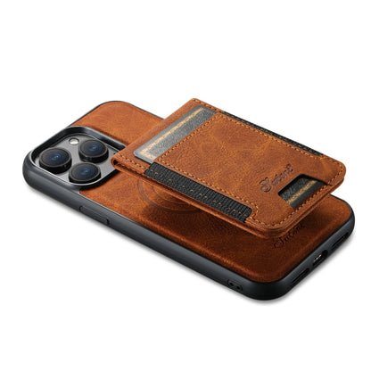 For iPhone 15 Pro Max Suteni H17 Litchi Texture Leather MagSafe Detachable Wallet Phone Case(Khaki) by Suteni