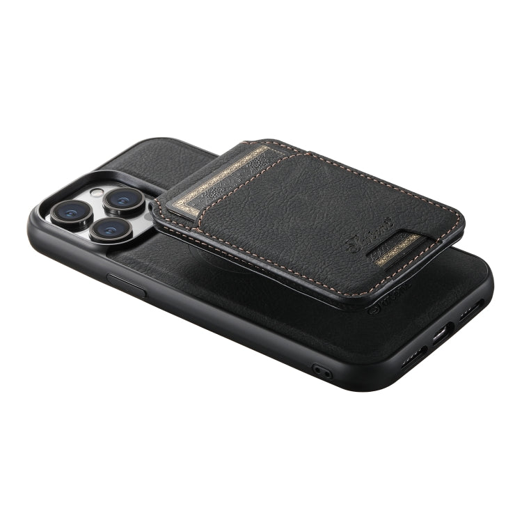 For iPhone 14 Plus Suteni H17 Litchi Texture Leather MagSafe Detachable Wallet Phone Case(Black) by Suteni