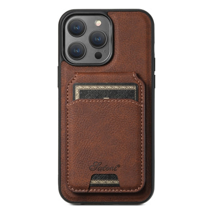 For iPhone 13 Pro Max Suteni H17 Litchi Texture Leather MagSafe Detachable Wallet Phone Case(Brown) by Suteni