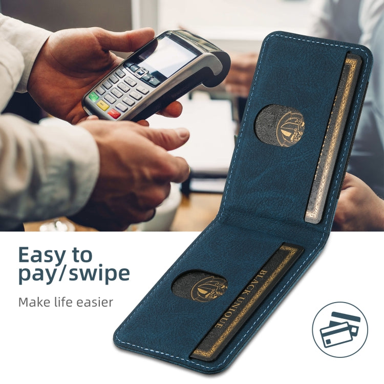 For iPhone 16 Suteni H17 Litchi Texture Leather MagSafe Detachable Wallet Phone Case(Blue) by Suteni