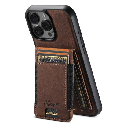 For iPhone 16 Pro Suteni H17 Litchi Texture Leather MagSafe Detachable Wallet Phone Case(Brown) by Suteni