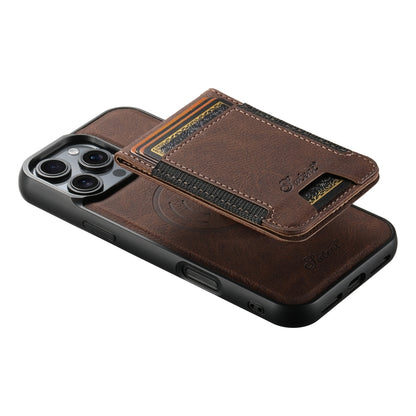 For iPhone 16 Pro Suteni H17 Litchi Texture Leather MagSafe Detachable Wallet Phone Case(Brown) by Suteni