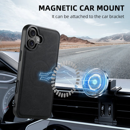 For iPhone 16 Plus Suteni H17 Litchi Texture Leather MagSafe Detachable Wallet Phone Case(Black) by Suteni