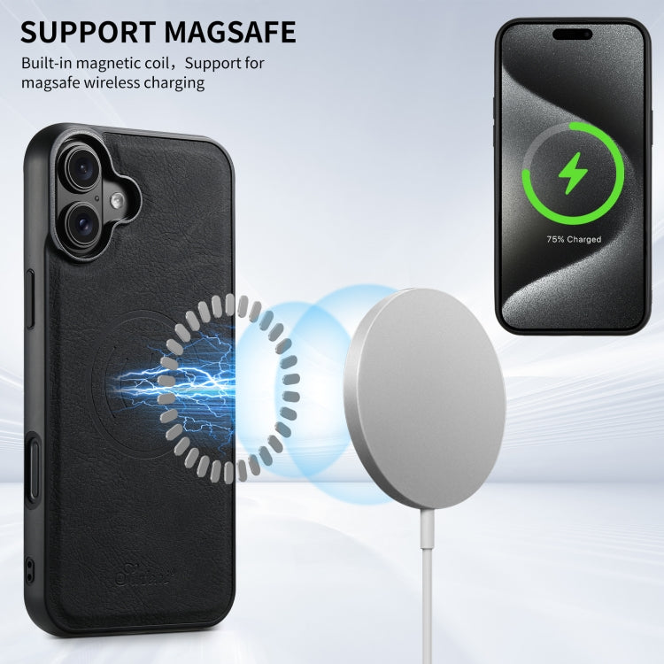 For iPhone 16 Plus Suteni H17 Litchi Texture Leather MagSafe Detachable Wallet Phone Case(Black) by Suteni