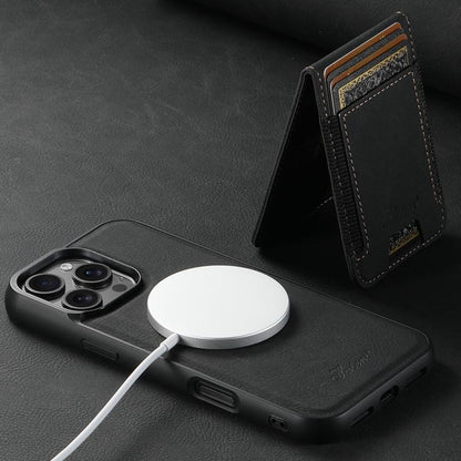 For iPhone 16e Suteni H17 Litchi Texture Leather MagSafe Detachable Wallet Phone Case(Black) by Suteni
