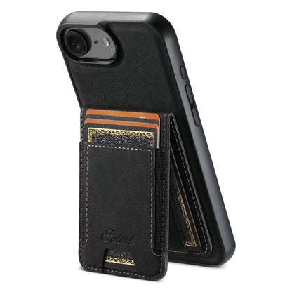 For iPhone 16e Suteni H17 Litchi Texture Leather MagSafe Detachable Wallet Phone Case(Black) by Suteni