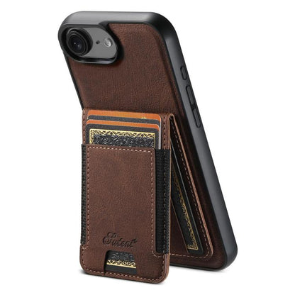 For iPhone 16e Suteni H17 Litchi Texture Leather MagSafe Detachable Wallet Phone Case(Brown) by Suteni