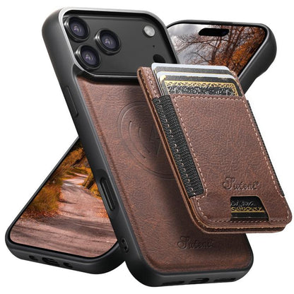 For iPhone 17 Pro Suteni H17 Litchi Texture Leather MagSafe Detachable Wallet Phone Case(Brown) by Suteni