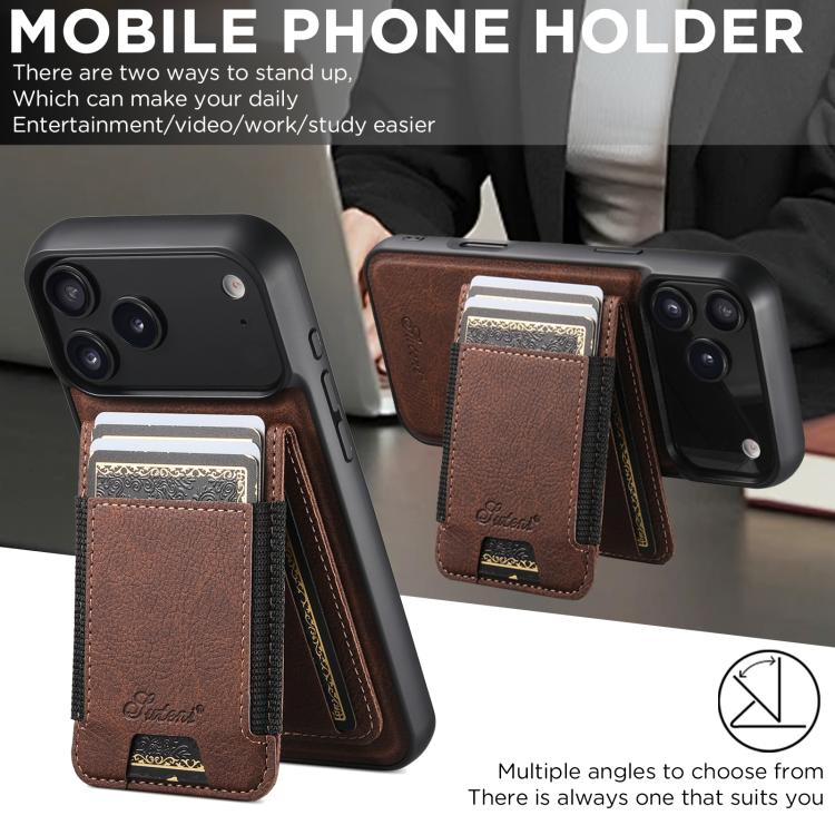 For iPhone 17 Pro Suteni H17 Litchi Texture Leather MagSafe Detachable Wallet Phone Case(Brown) by Suteni