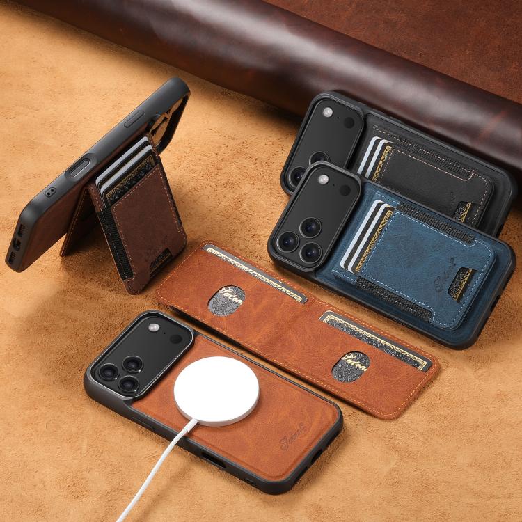 For iPhone 17 Pro Max Suteni H17 Litchi Texture Leather MagSafe Detachable Wallet Phone Case(Black) by Suteni