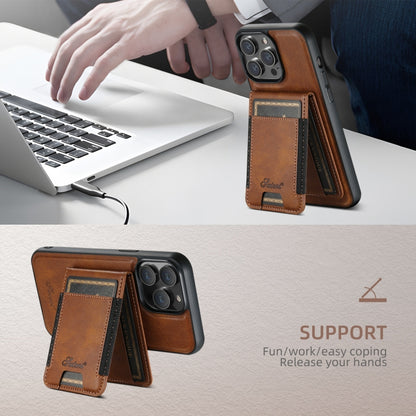 For iPhone 16 Plus Suteni H17 Oil Eax Leather MagSafe Detachable Wallet Phone Case(Brown) by Suteni
