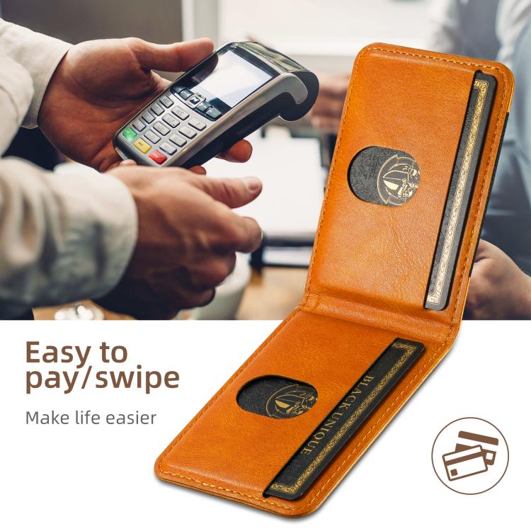 For iPhone 16e Suteni H17 Oil Eax Leather MagSafe Detachable Wallet Phone Case(Khaki) by Suteni