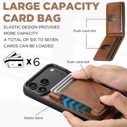 For iPhone 17 Pro Max Suteni H17 Oil Eax Leather MagSafe Detachable Wallet Phone Case(Brown) by Suteni