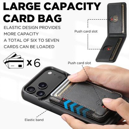 For iPhone 17 Pro Suteni H17 Oil Eax Leather MagSafe Detachable Wallet Phone Case(Black) by Suteni