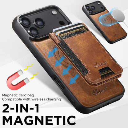 For iPhone 17 Pro Suteni H17 Oil Eax Leather MagSafe Detachable Wallet Phone Case(Brown) by Suteni