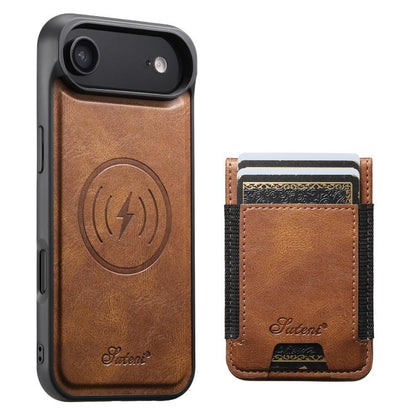 For iPhone Air Suteni H17 Oil Eax Leather MagSafe Detachable Wallet Phone Case(Brown) by Suteni
