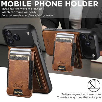 For iPhone Air Suteni H17 Oil Eax Leather MagSafe Detachable Wallet Phone Case(Brown) by Suteni