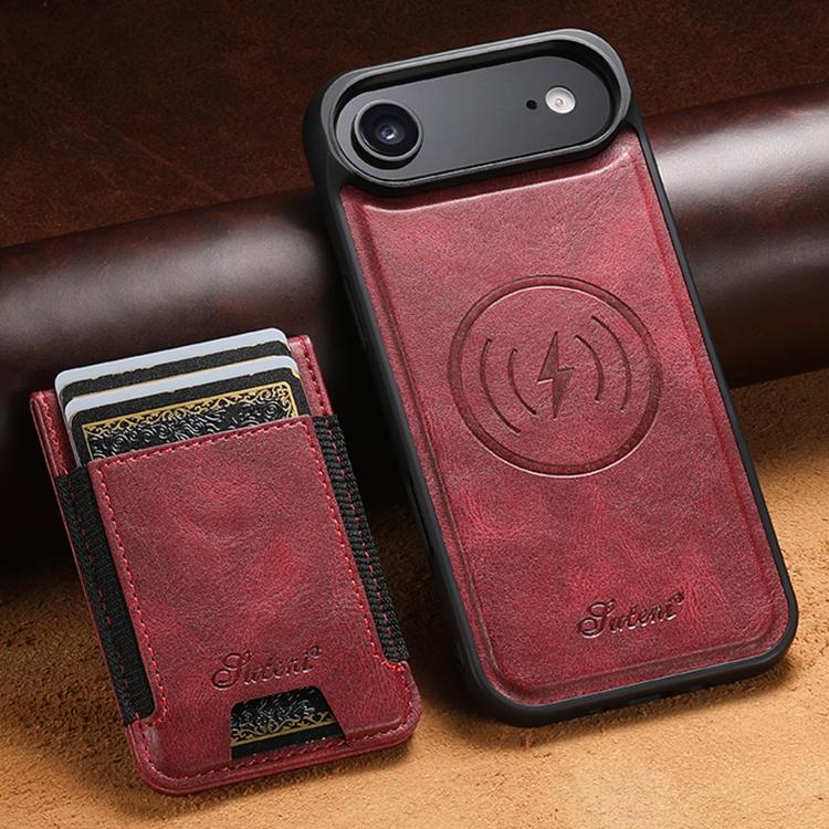For iPhone Air Suteni H17 Oil Eax Leather MagSafe Detachable Wallet Phone Case(Red) by Suteni