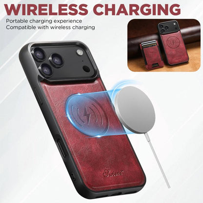 For iPhone Air Suteni H17 Oil Eax Leather MagSafe Detachable Wallet Phone Case(Red) by Suteni