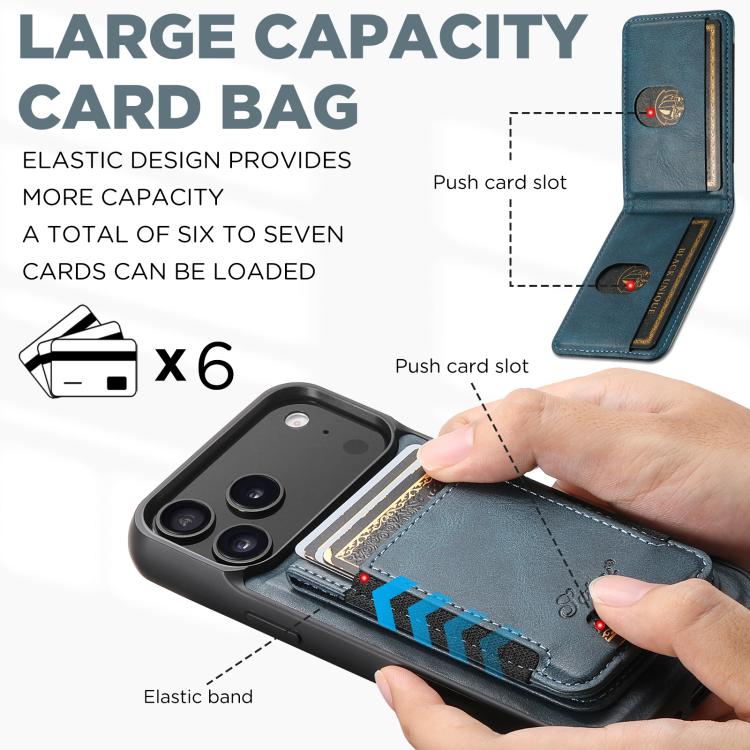 For iPhone Air Suteni H17 Oil Eax Leather MagSafe Detachable Wallet Phone Case(Blue) by Suteni