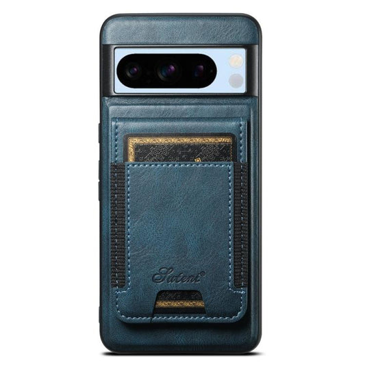 For Google Pixel 8 Pro Suteni H17 Oil Eax Leather Detachable Wallet Phone Case(Blue) by Suteni