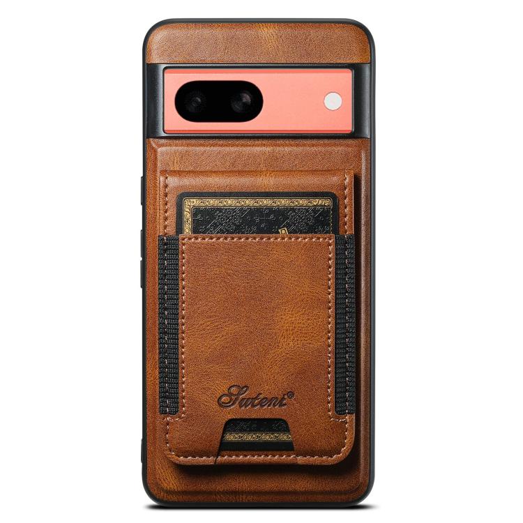 For Google Pixel 7a Suteni H17 Oil Eax Leather Detachable Wallet Phone Case(Brown) by Suteni