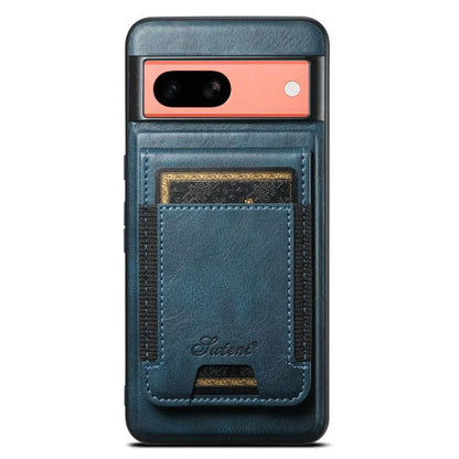 For Google Pixel 7a Suteni H17 Oil Eax Leather Detachable Wallet Phone Case(Blue) by Suteni