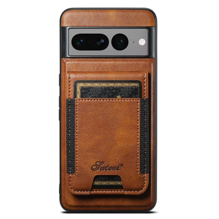 For Google Pixel 7 Pro Suteni H17 Oil Eax Leather Detachable Wallet Phone Case(Brown) by Suteni