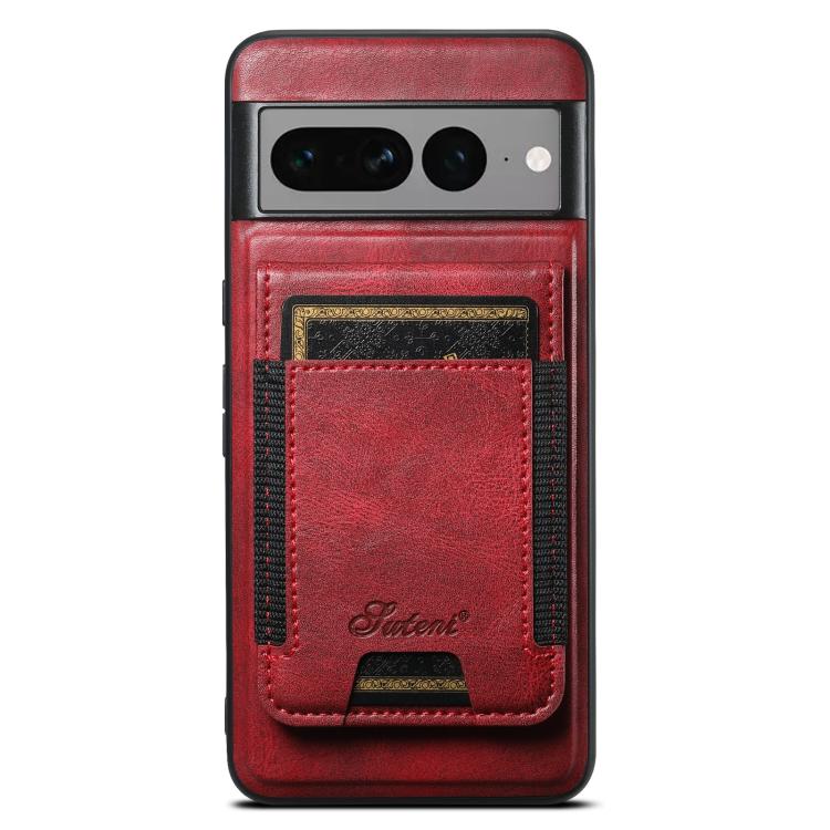 For Google Pixel 7 Pro Suteni H17 Oil Eax Leather Detachable Wallet Phone Case(Red) by Suteni