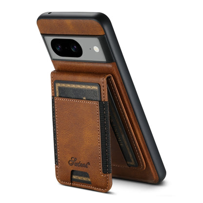 For Google Pixel 6a Suteni H17 Oil Eax Leather Detachable Wallet Phone Case(Brown) by Suteni