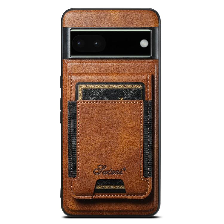 For Google Pixel 6a Suteni H17 Oil Eax Leather Detachable Wallet Phone Case(Brown) by Suteni