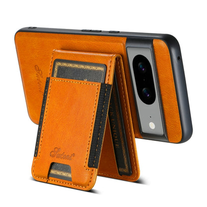 For Google Pixel 6a Suteni H17 Oil Eax Leather Detachable Wallet Phone Case(Khaki) by Suteni
