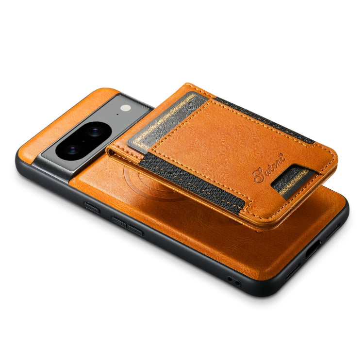 For Google Pixel 6a Suteni H17 Oil Eax Leather Detachable Wallet Phone Case(Khaki) by Suteni