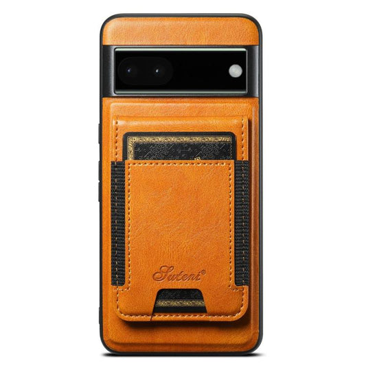 For Google Pixel 6a Suteni H17 Oil Eax Leather Detachable Wallet Phone Case(Khaki) by Suteni