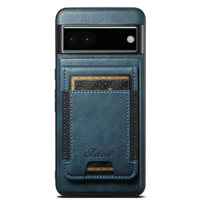 For Google Pixel 6 Pro Suteni H17 Oil Eax Leather Detachable Wallet Phone Case(Blue) by Suteni