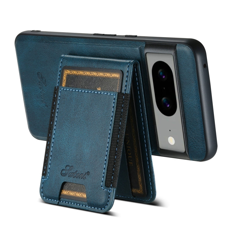 For Google Pixel 6 Pro Suteni H17 Oil Eax Leather Detachable Wallet Phone Case(Blue) by Suteni