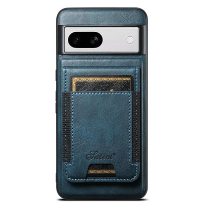 For Google Pixel 8a Suteni H17 Oil Eax Leather Detachable Wallet Phone Case(Blue) by Suteni