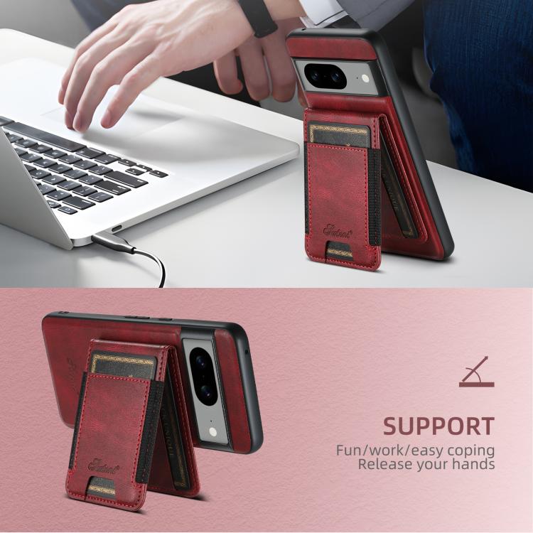 For Google Pixel 9 Pro Suteni H17 Oil Eax Leather Detachable Wallet Phone Case(Red) by Suteni