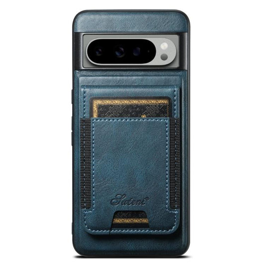 For Google Pixel 9 Pro Suteni H17 Oil Eax Leather Detachable Wallet Phone Case(Blue) by Suteni