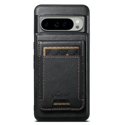 For Google Pixel 9 Pro XL Suteni H17 Oil Eax Leather Detachable Wallet Phone Case(Black) by Suteni
