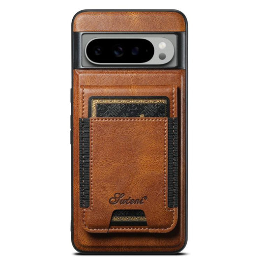 For Google Pixel 9 Pro XL Suteni H17 Oil Eax Leather Detachable Wallet Phone Case(Brown) by Suteni