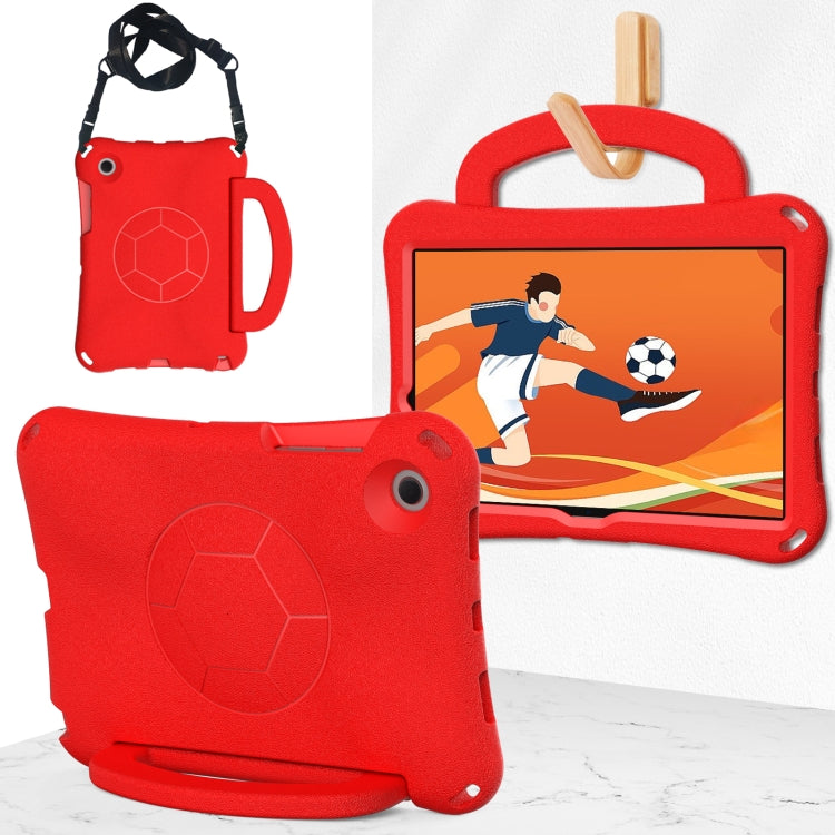 For Samsung Galaxy Tab A8 10.5 2021 Handle Football Shaped EVA Shockproof Tablet Case(Red) by bashfashion