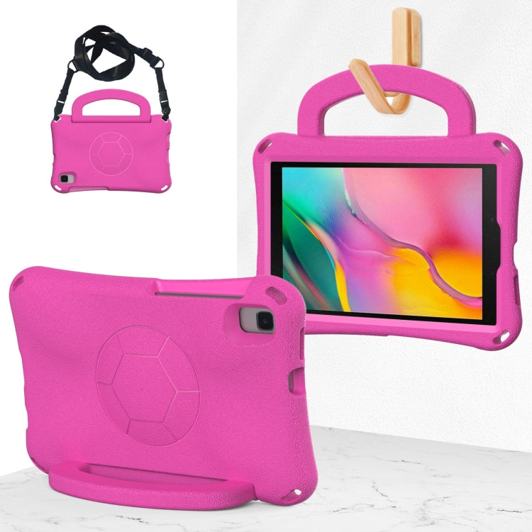 For Samsung Galaxy Tab A 8.0 T290/T295 Handle Football Shaped EVA Shockproof Tablet Case(Rose Red) by bashfashion