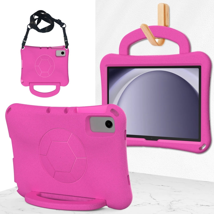 For Samsung Galaxy Tab A11+ / A9+ Handle Football Shaped EVA Shockproof Tablet Case(Rose Red) by bashfashion